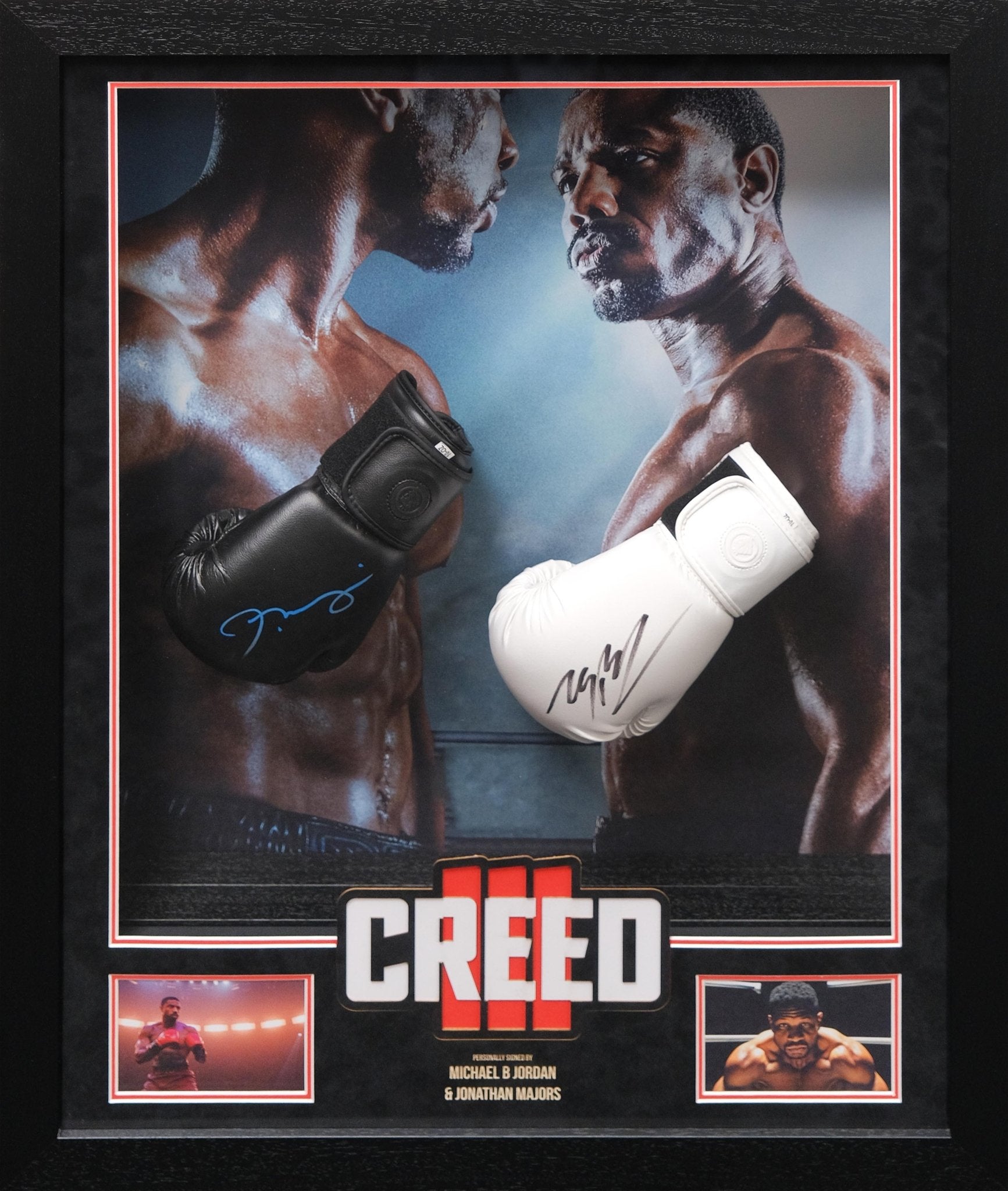 Creed III Signed Boxing Glove Display Signed by Michael B Jordan and Jonathon Majors - Memorabilia Framers Shop